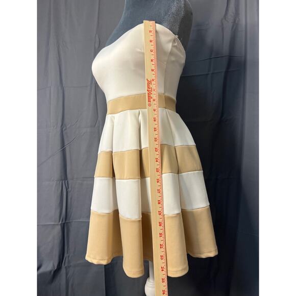 Windsor Strapless White&Beige Striped Dress Sz Small See Descrip! - Picture 4 of 5
